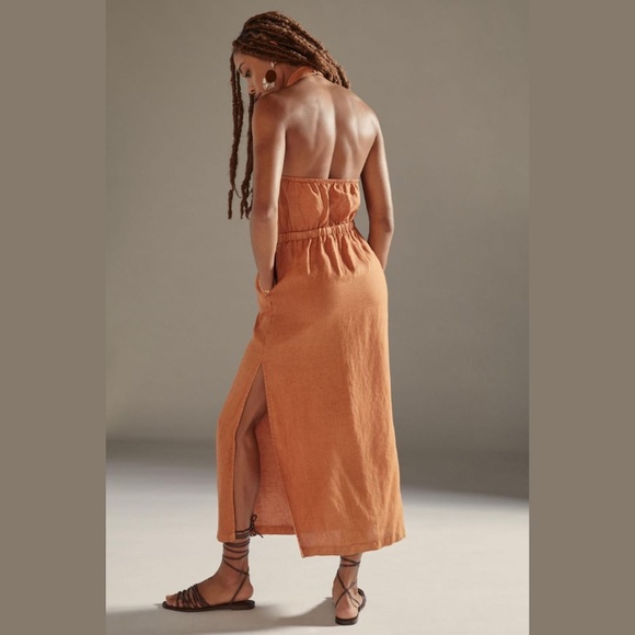 Anthropologie Cloth & Stone NWT linen cross-halter maxi dress (small) - Picture 2 of 11